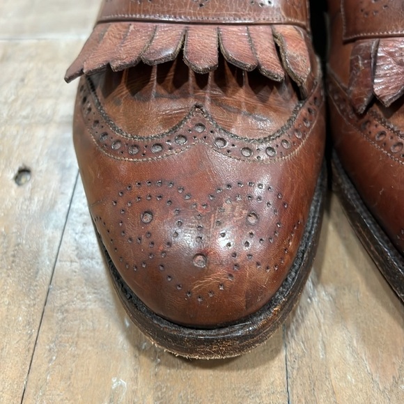 Paul Stuart brown leather fringed loafers main image 5